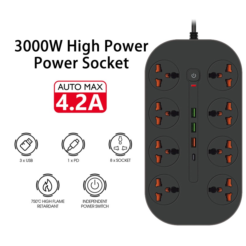 multi plug extension 3000W High Multiprise Smart Power Strip 2M ...