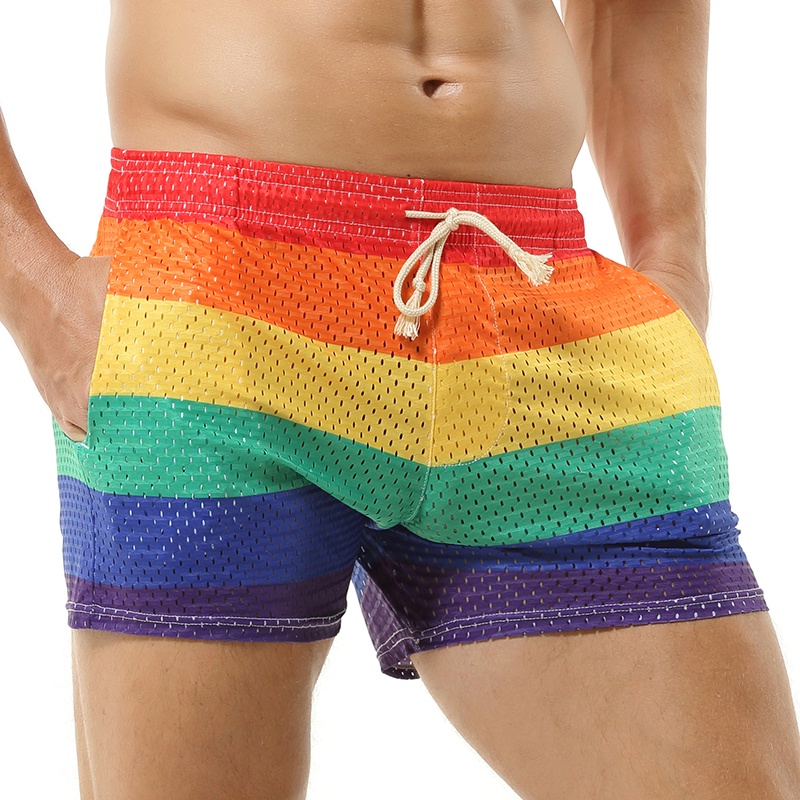 Beach Shorts Sports Loose Seaside Vacation Rainbow Swimming Shorts