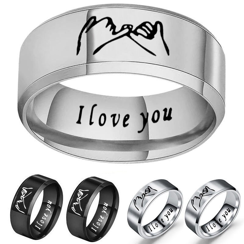 Pinkie Promise Couple Ring I Love You Non Fading Titanium Steel Rings ...