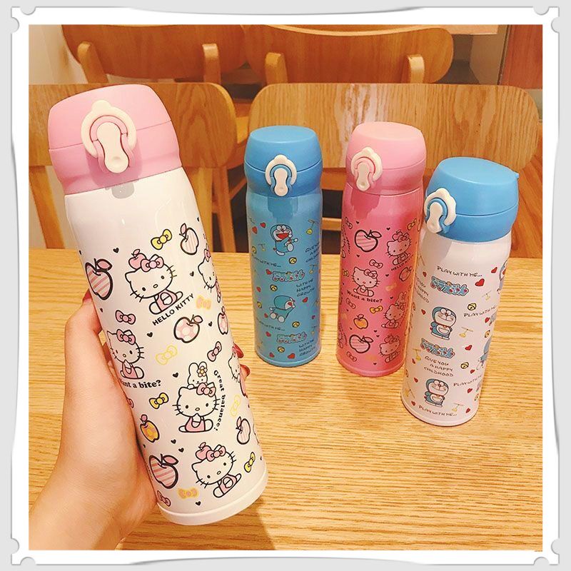 350/500ml Sanrio Insulated Water Bottle Hot Kawaii Hello Kitty Water ...