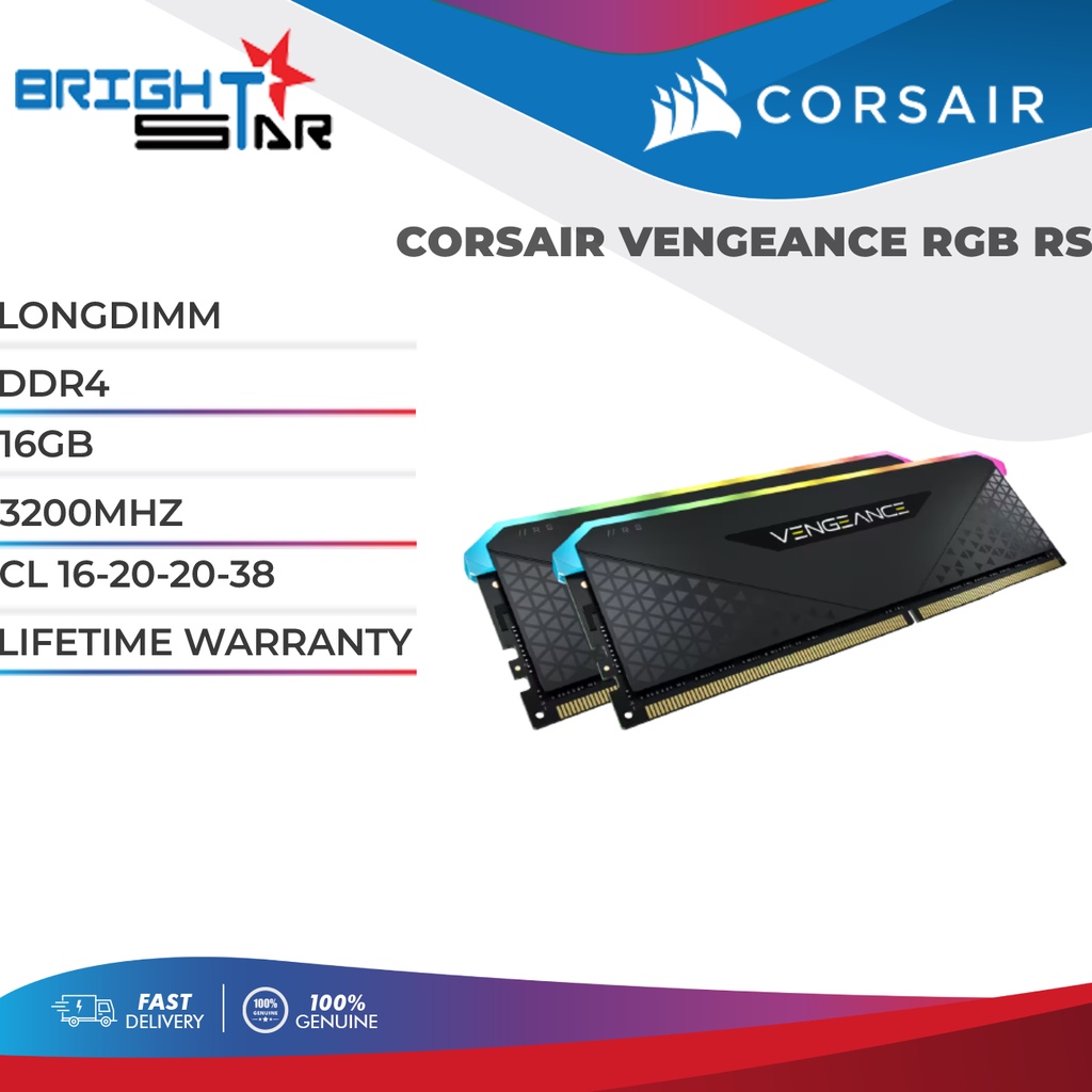 Corsair vengeance rgb rs longdimm ddr4 16gb 3200mhz cl 16 20