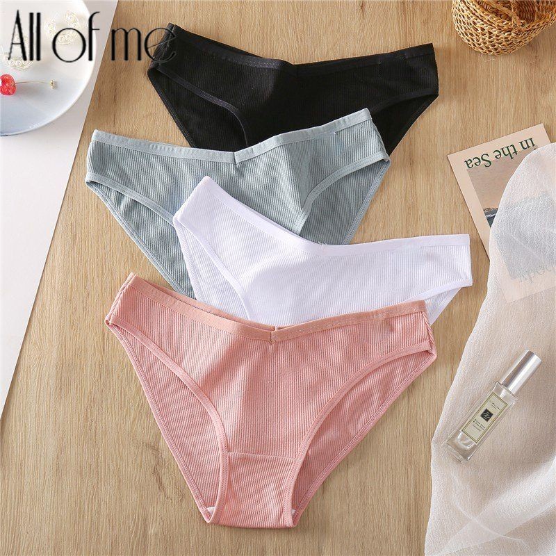 All of me Seluar Dalam Wanita Women's Panties Cotton Underwear M-4XL Sexy V  Waist Briefs Girls Low-Rise Soft Panty Women Underpants Female