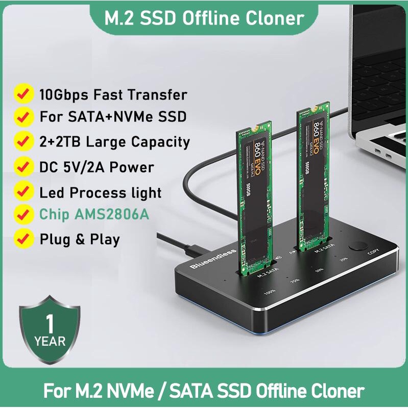 M2 Dual Bay Ssd Offline Clone Docking Station Satanvme Solid State Hard Disk Cloner Support 4184