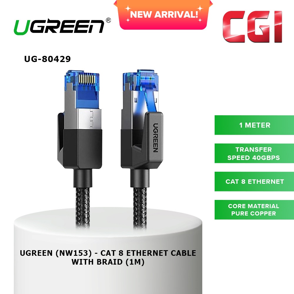 Ugreen 80429 CAT 8 with Braid Ethernet Cable (1m) NW153