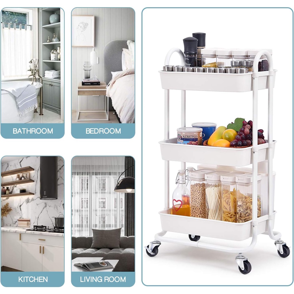 LOCAL!! 3/4Tiers Multifunction Storage Trolley Rack with Wheel Kitchen ...