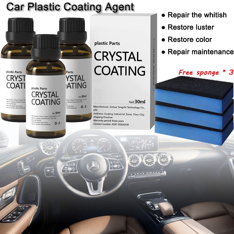 3PCS Car Plastic Coating Agent Plastics Restorer Plastic Parts Crystal