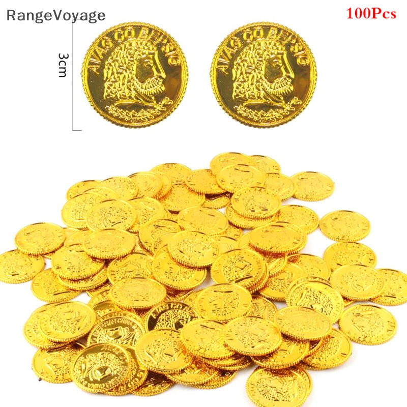 RangeVoyage 100Pcs/bag Gold Fake Coins Shining Pirates Plastic Coin ...