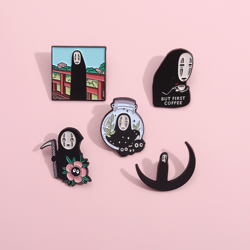 Ghibli Anime No Face Man Enamel Pin Classic Spirited Away Brooch Badges ...