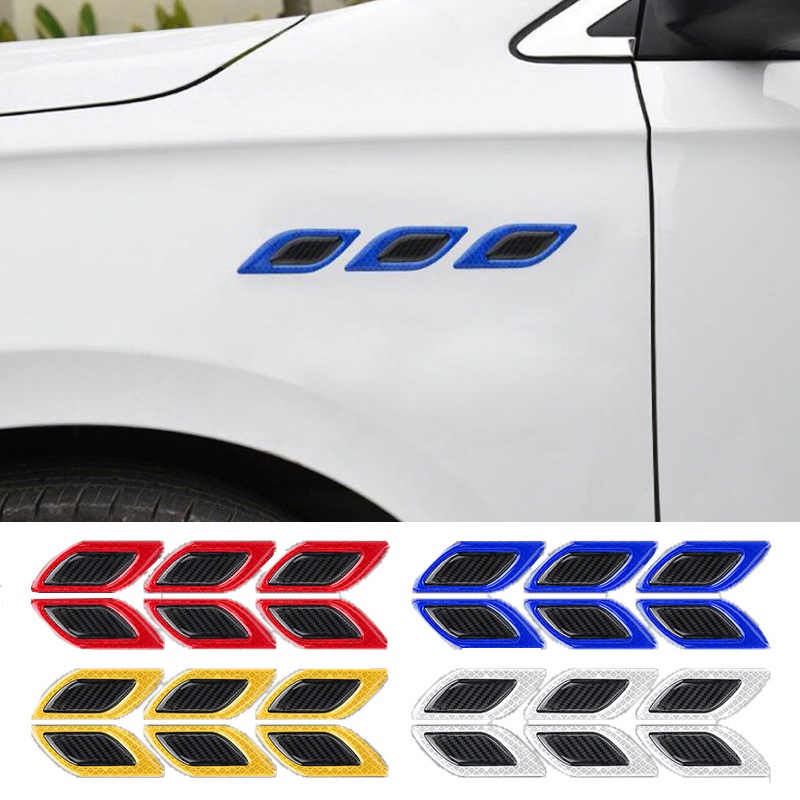 New 1 Set Of Car Reflective Carbon Fiber Stickers 3D Car Shape ...