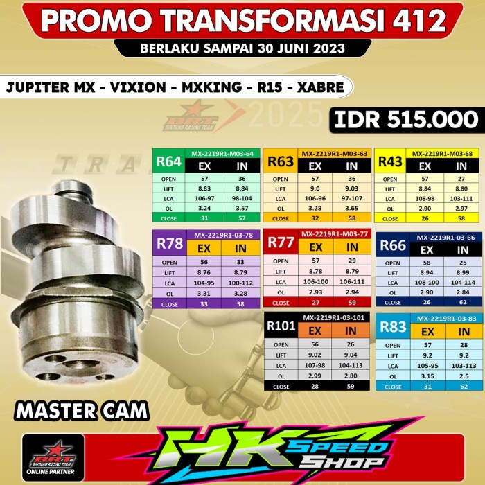 BRT CRANKSHAFT JUPITER MX / MX KING / VIXION R43 R63 R64 R77 R78 R83 ...