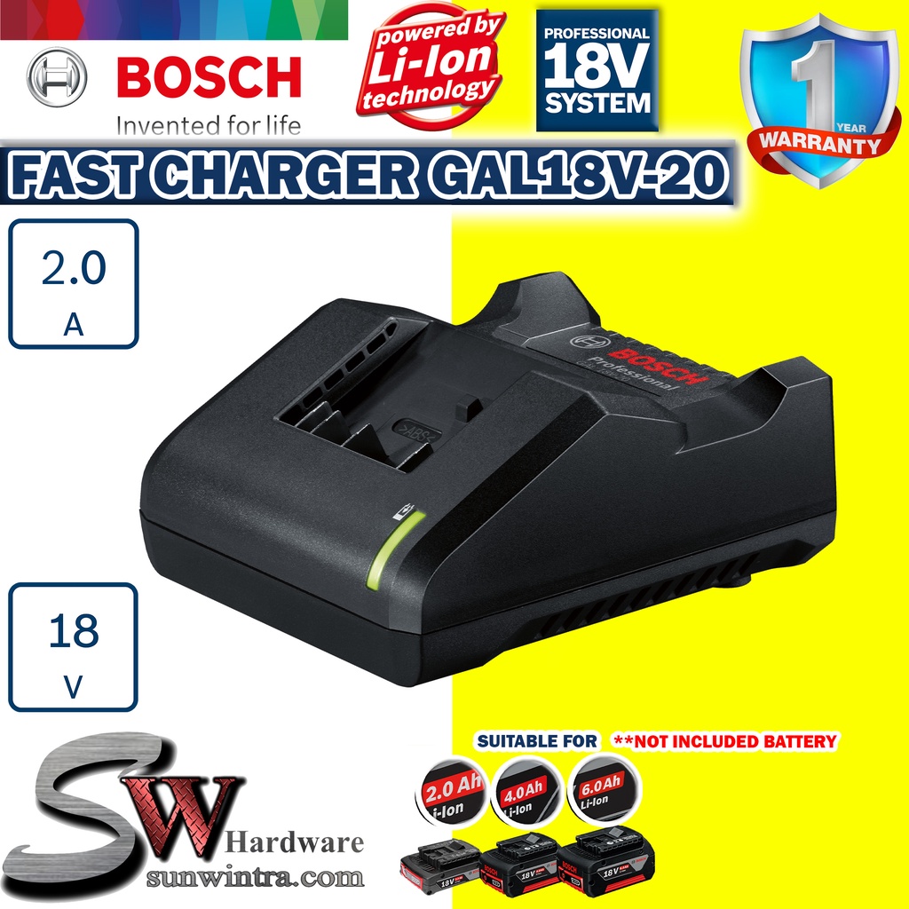 BOSCH 18V Battery Charger GAL 18V-20 CV Charger Only GAL18V-20CV GAL18V ...