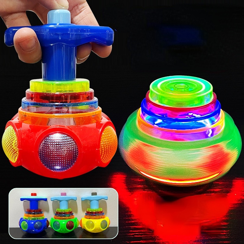 New Spinning Top Flash Luminous Spinning Tops Toy Colorful Top Ejection