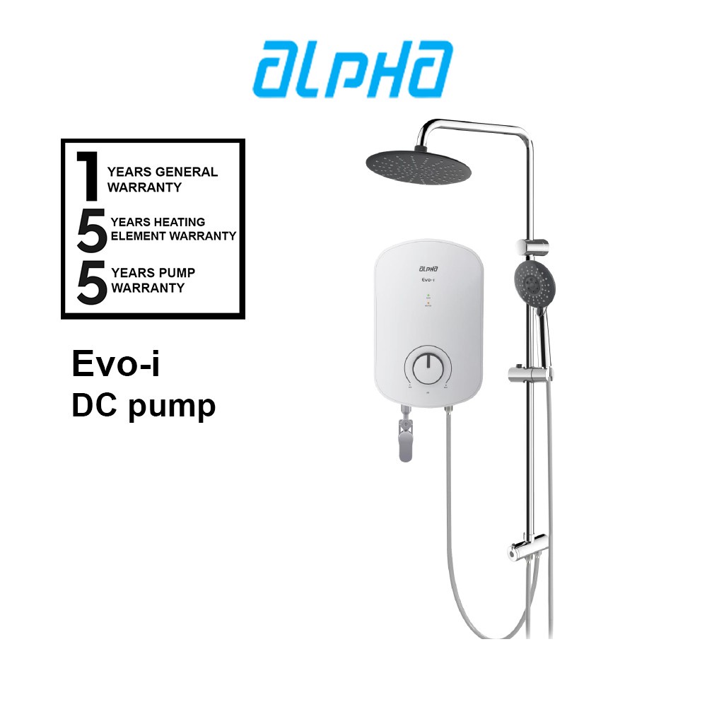 Alpha Water Heater With DC Pump Evoi Rainshower /Evoi (Ivory White) or