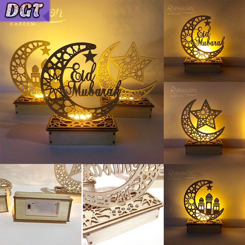 DGT Huiran Ramadan Eid Mubarak Decorations for Home Moon LED Candles ...
