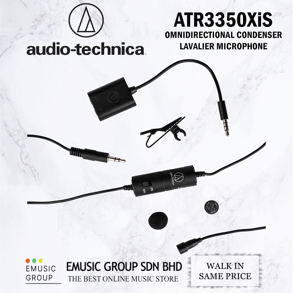 Audio-Technica MT830mW Omnidirectional Condenser Lavalier Microphone - Professional Lapel Mic