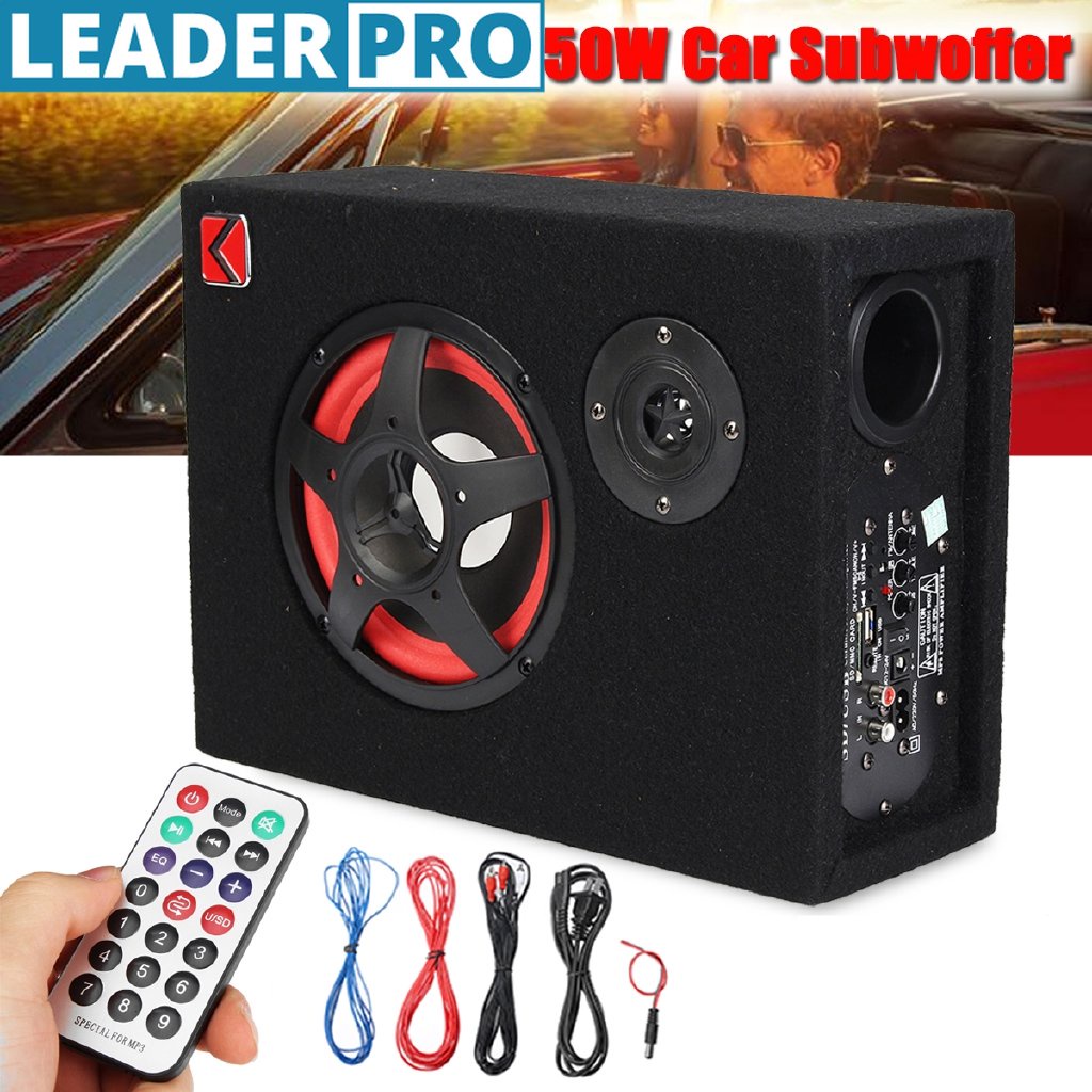 350W 6" UnderSeat Car Active Subwoofer Speaker Stereo Bass Audio