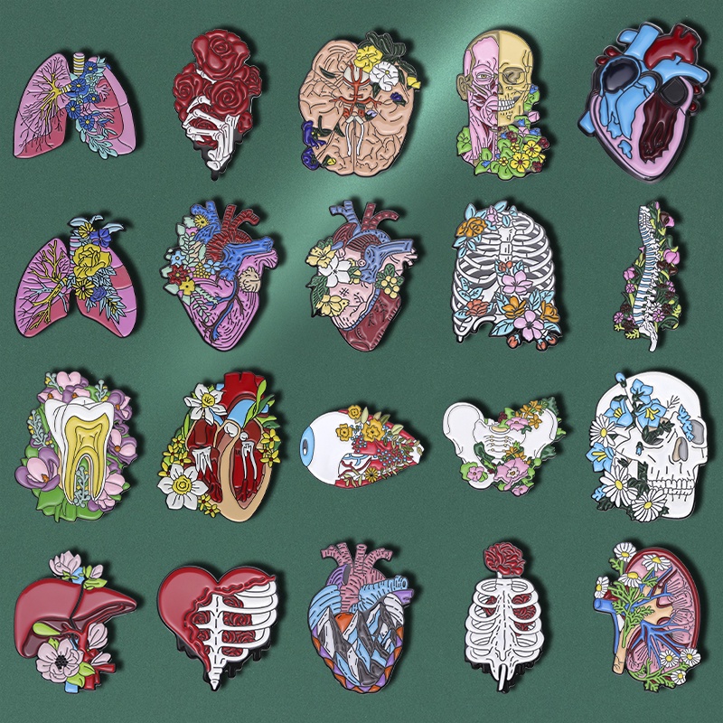 Colorful Body Organ Enamel Brooch Heart Teeth Skull Medical Badge Gifts ...
