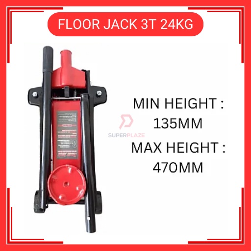 Floor Jack 3 Ton Heavy Duty 24KG Jek Tayar Kereta 3T 24KG Hydraulic