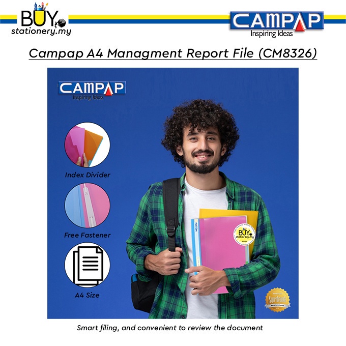 Campap A4 Management Report File with Colourful Index Divider CM8326 1s Pcs Fail Kertas Separator Paper Type 5 Set Shopee Malaysia