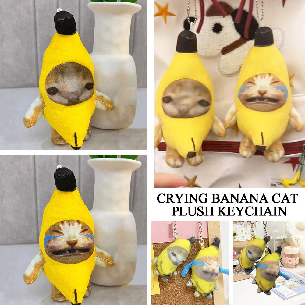 Crying Happy Banana Cat Pendant Keychain Plushie Doll X9L8 | Shopee ...