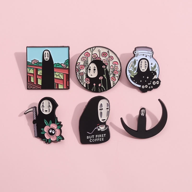 Japanese Anime Enamel Pin Cartoon Comic No Face Man Brooch Lapel Badges ...