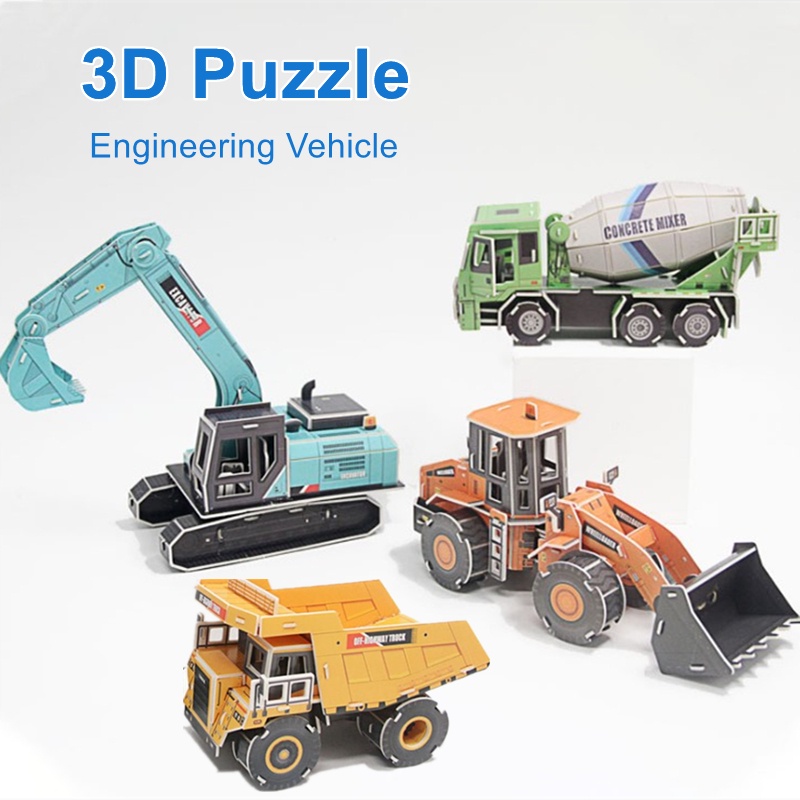 Kids DIY Toy 3D Puzzle Excavator Car Montessori Educational Toys Jigsaw ...