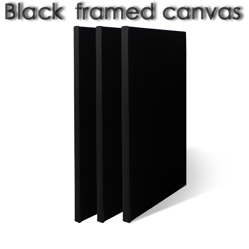 BLACK canvas black framed canvas blended flax and real wood frames big ...