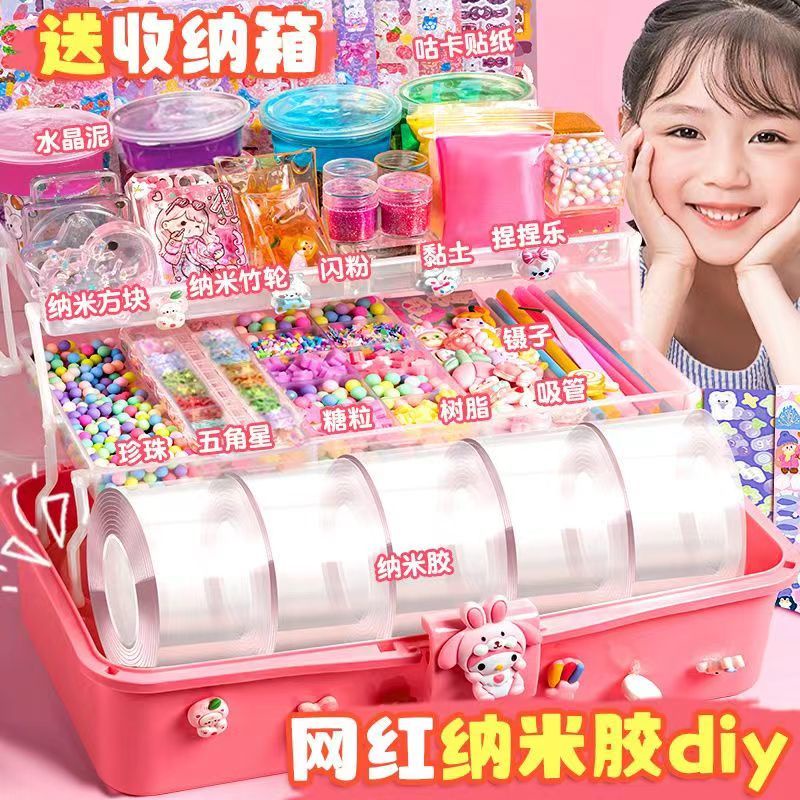 Mixed color nano glue kneading and blowing bubbles, safe and non-toxic ...