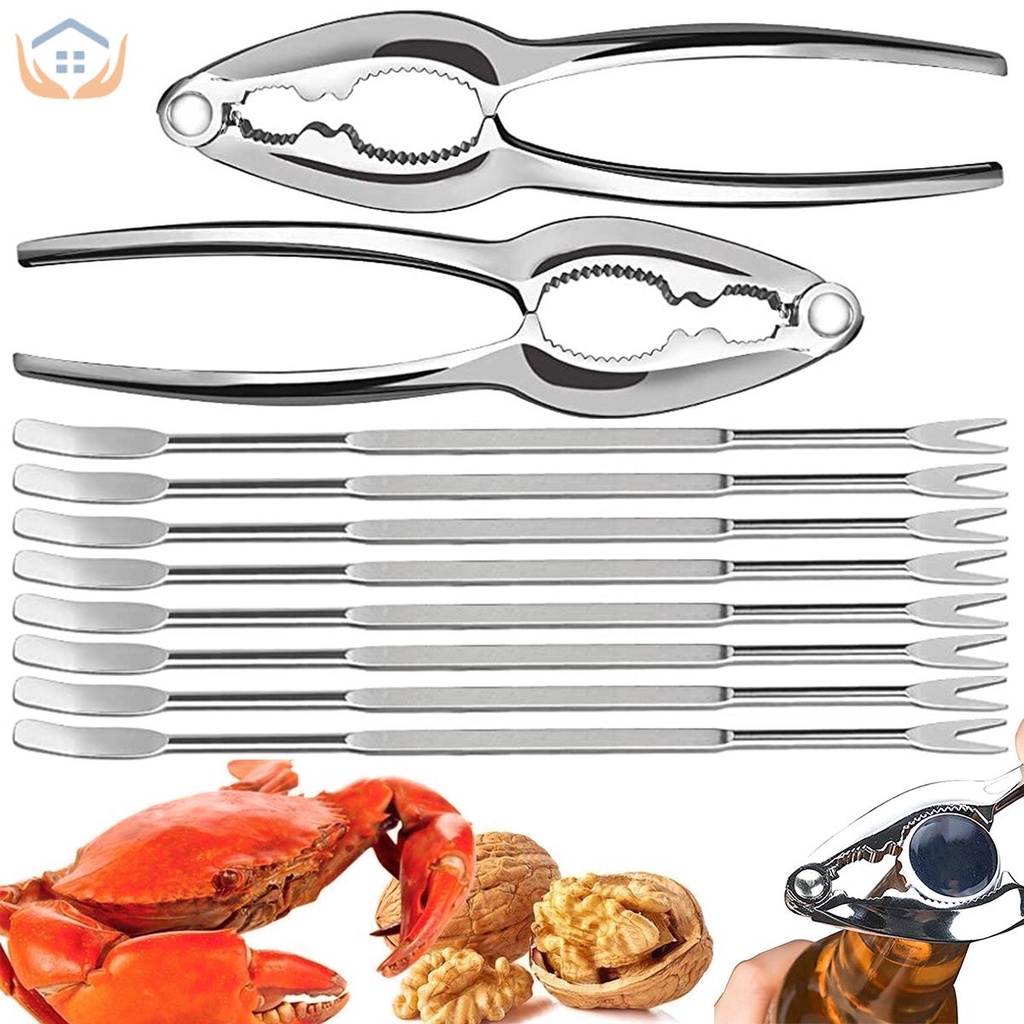 10Pcs Seafood Tools Set Crab Leg Crackers and Tools Set with 2 Crab Leg ...