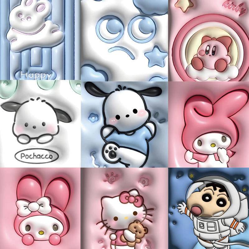 62Pcs/Set Sanrio Stickers Kawaii Mymelody Kuromi Pachacco Cinnamoroll