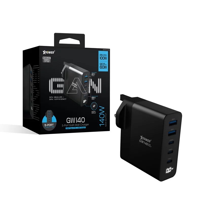 XPower Wall Charger 140W 5 Ports GaN GW140 Black Shopee Malaysia