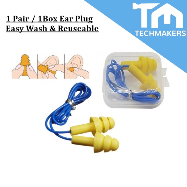 1 Pair 3M 340 Ear Plug With Box Noise Reduction EarPlug for Swim Diving Soft Silicone Waterproof Hearing Protect Safety