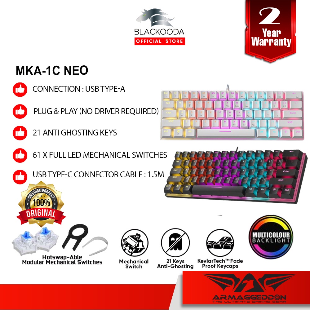 Armaggeddon MKA 1C Neo LED Backlight Mechanical Gaming Keyboard | 61 ...