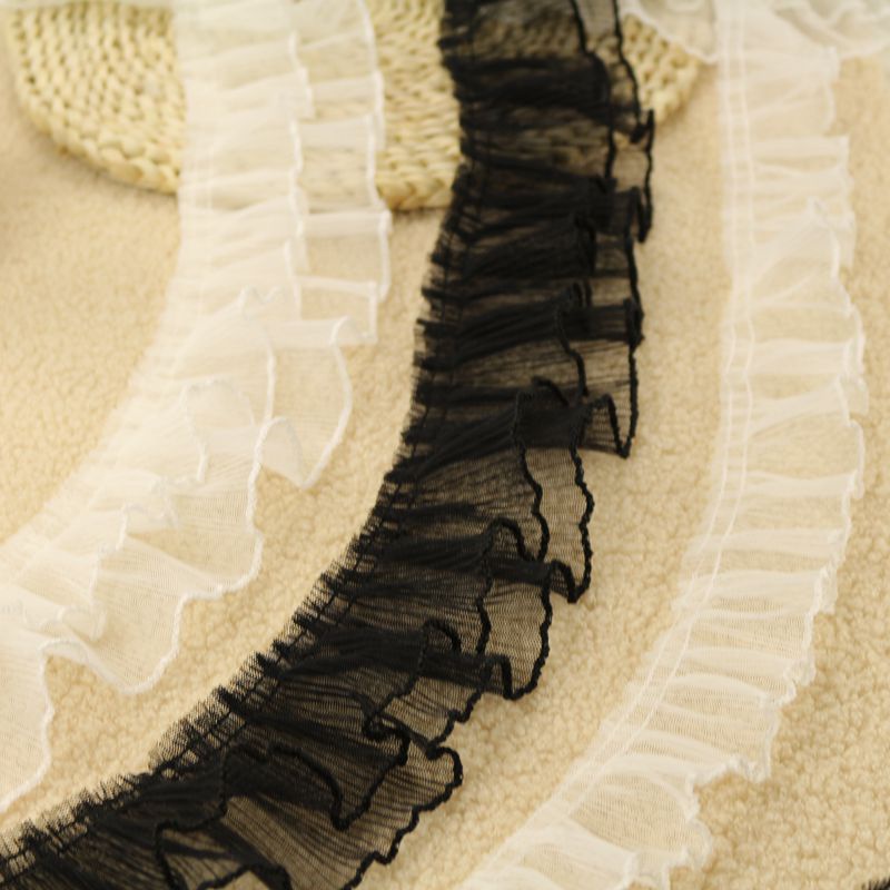 1 yard Ruffles Lace Trims Pleated Tulle Mesh Fabric Ribbon Sewing Dress ...