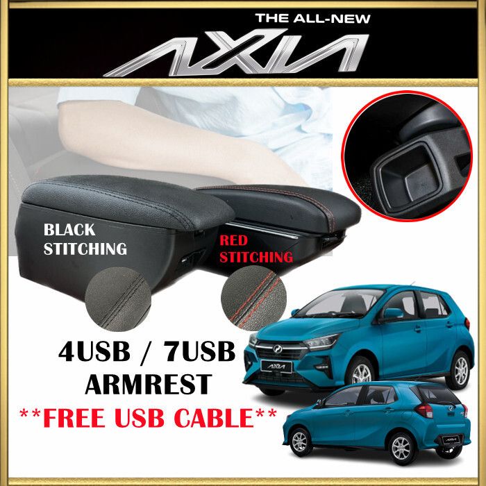 NEW Perodua Axia 2023 Double Layer 7USB Arm Rest Armrest Console