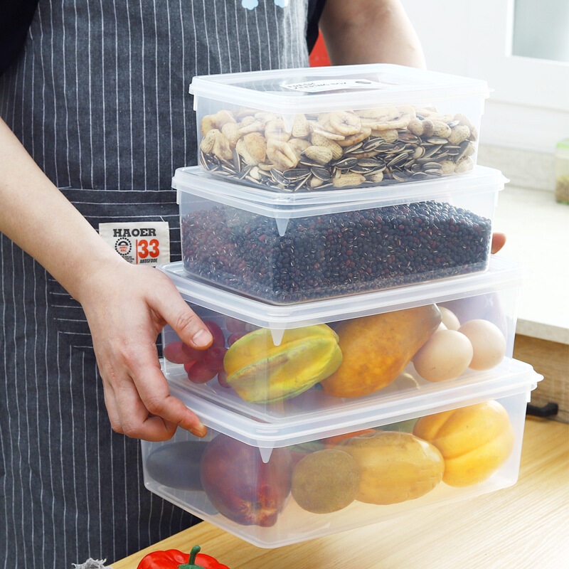 Kitchen Big Food Storage Box Plastic Container Fridge Clear Dispenser ...