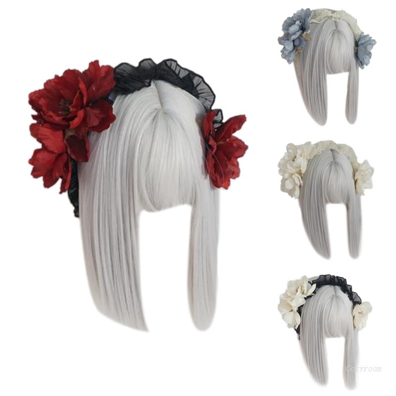 Womens Gothic Anime Maid Cosplay Lace Ruffles Hand... - Vicedeal