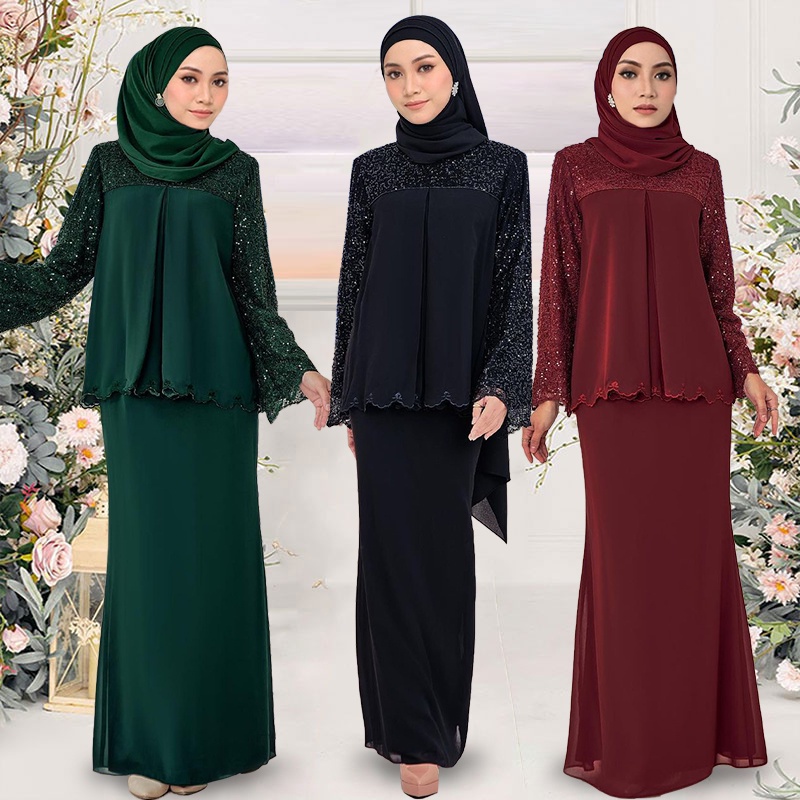 Baju Kurung Modern Lace Kurung Baju Raya 2024 Set Sesuai untuk