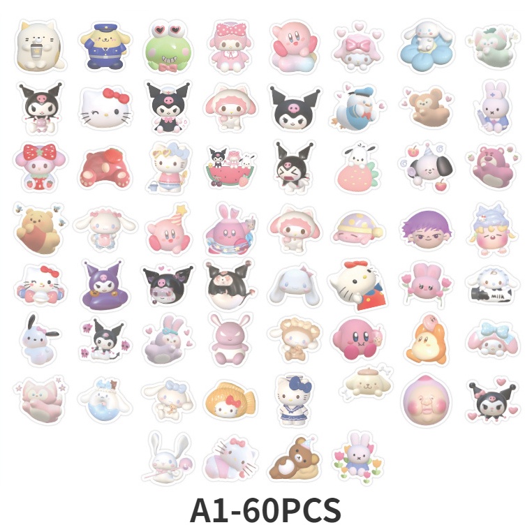 50 63 100pcs Cartoon Stickers Sanrio Waterproof Sticker Kuromi Melody