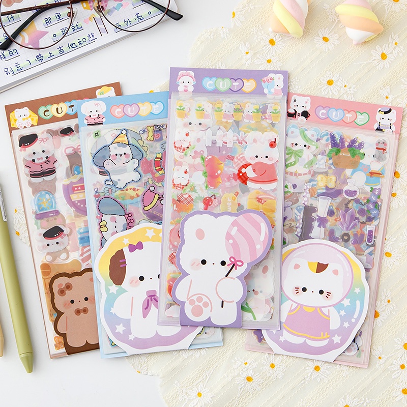 10 Sheets Cute Cartoon Pet Series Stickers Student Diary Deco DIY ...