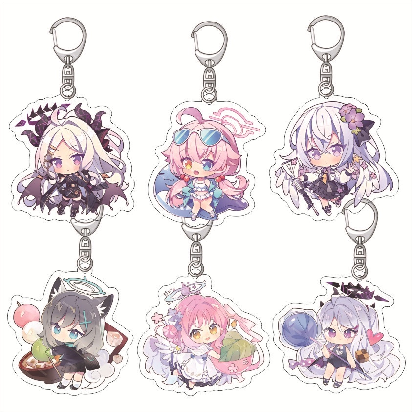 Game Blue Archive Keychain Anime Keyring Acrylic Cute Bag Pendant ...