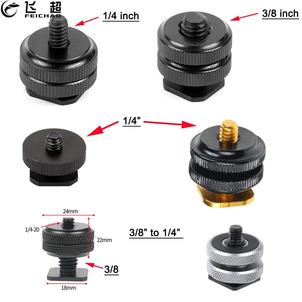 thumbnail image 2 of Triple Cold Shoe Mount Adapter - 3/8 To 1/4 Inch Screw Hole Aluminum Alloy Bracket For Camera Accessories 2 of 14