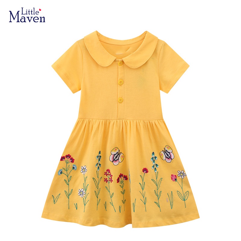 Little Maven Baby Dress for Girl Clothes Child Kids 2023 New Children s Clothing Summer 2 8Years Cotton Princess Cartoon Short Sleeves Outfits Shopee Malaysia