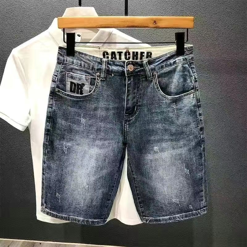 Men Short Shorts Loose Casual Washed Embroidered Middle Pants 2023 Five ...