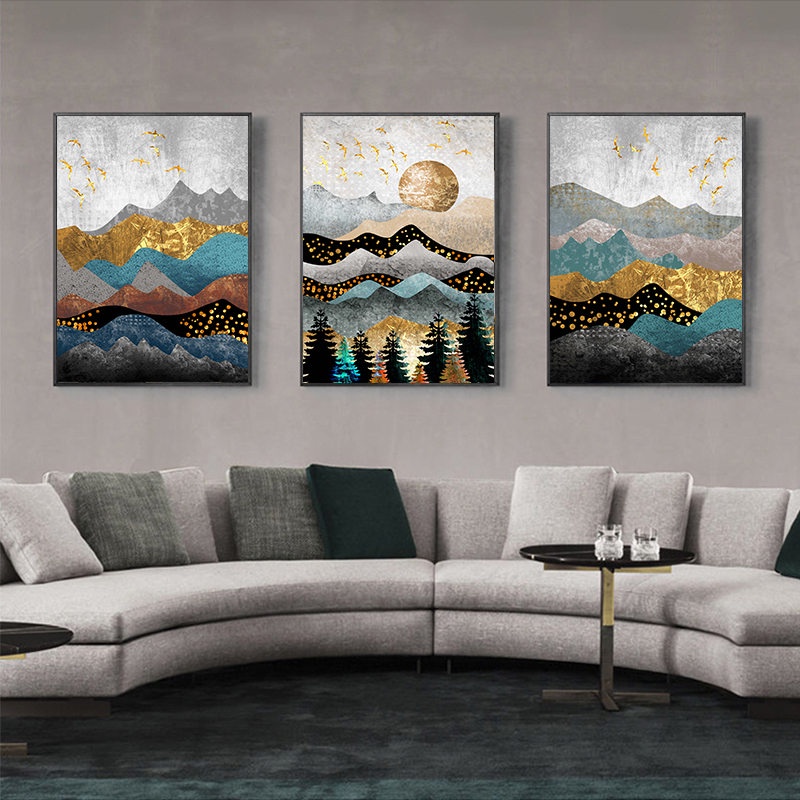 Nordic Sunrise Sunset Canvas Painting Landscape Posters and Print ...