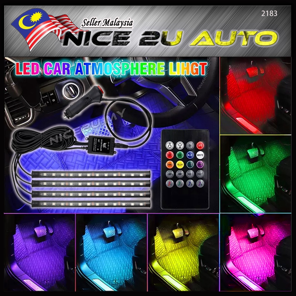 4PCS RGB LED Strips Car Interior Atmosphere Decorative Foot Lamp Door ...