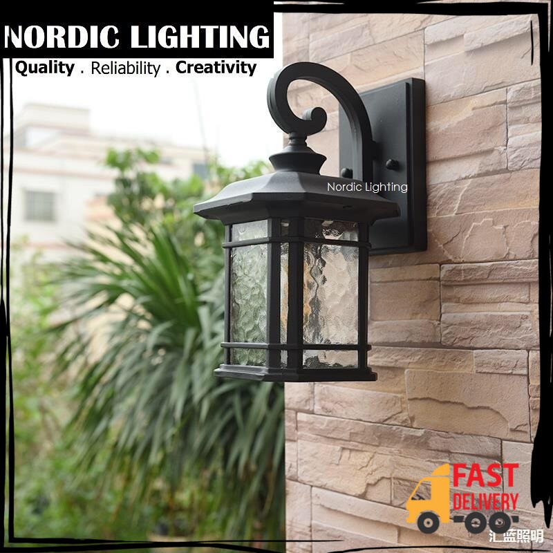 Outdoor Wall Lamp E27 Holder Nordic Lighting Outdoor Wall Light Lampu ...