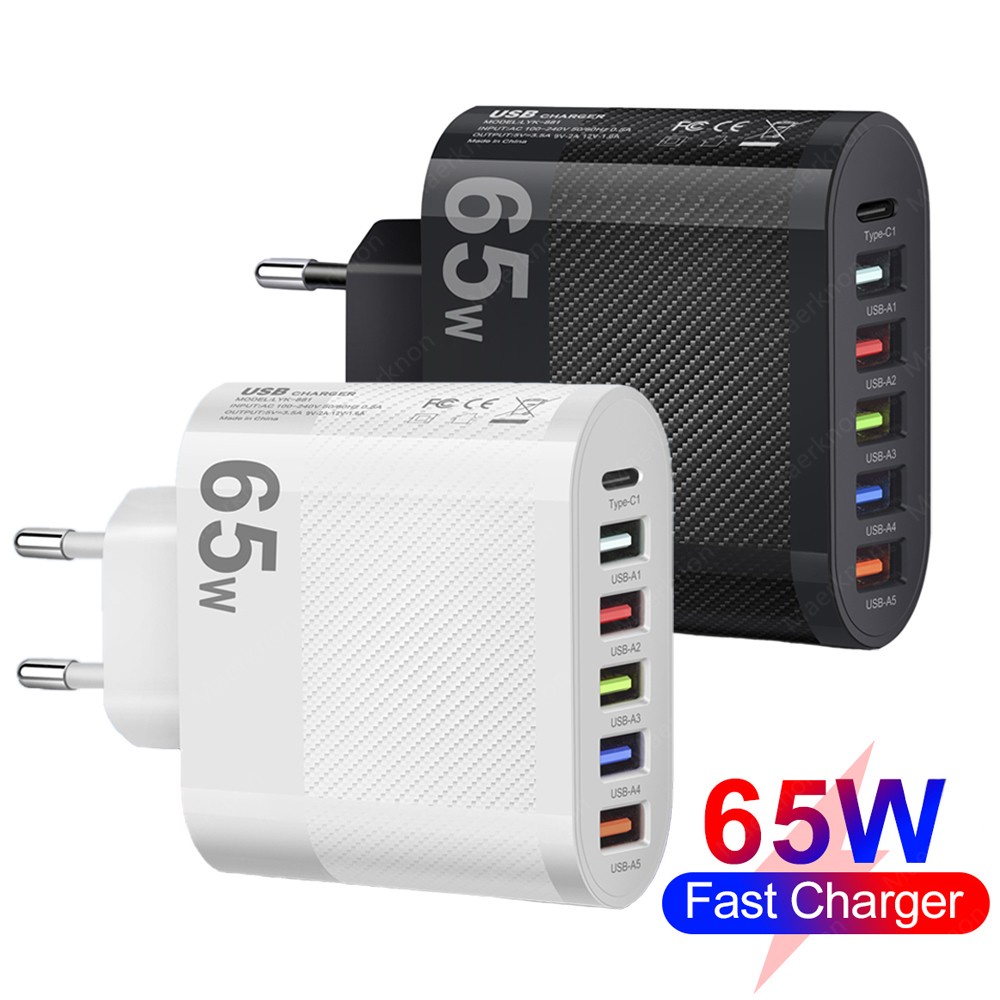 thumbnail image 2 of 5-Port 75W USB Wall Charger Station With PD QC3.0 & Wireless Fast Charging (Type-C) 2 of 3
