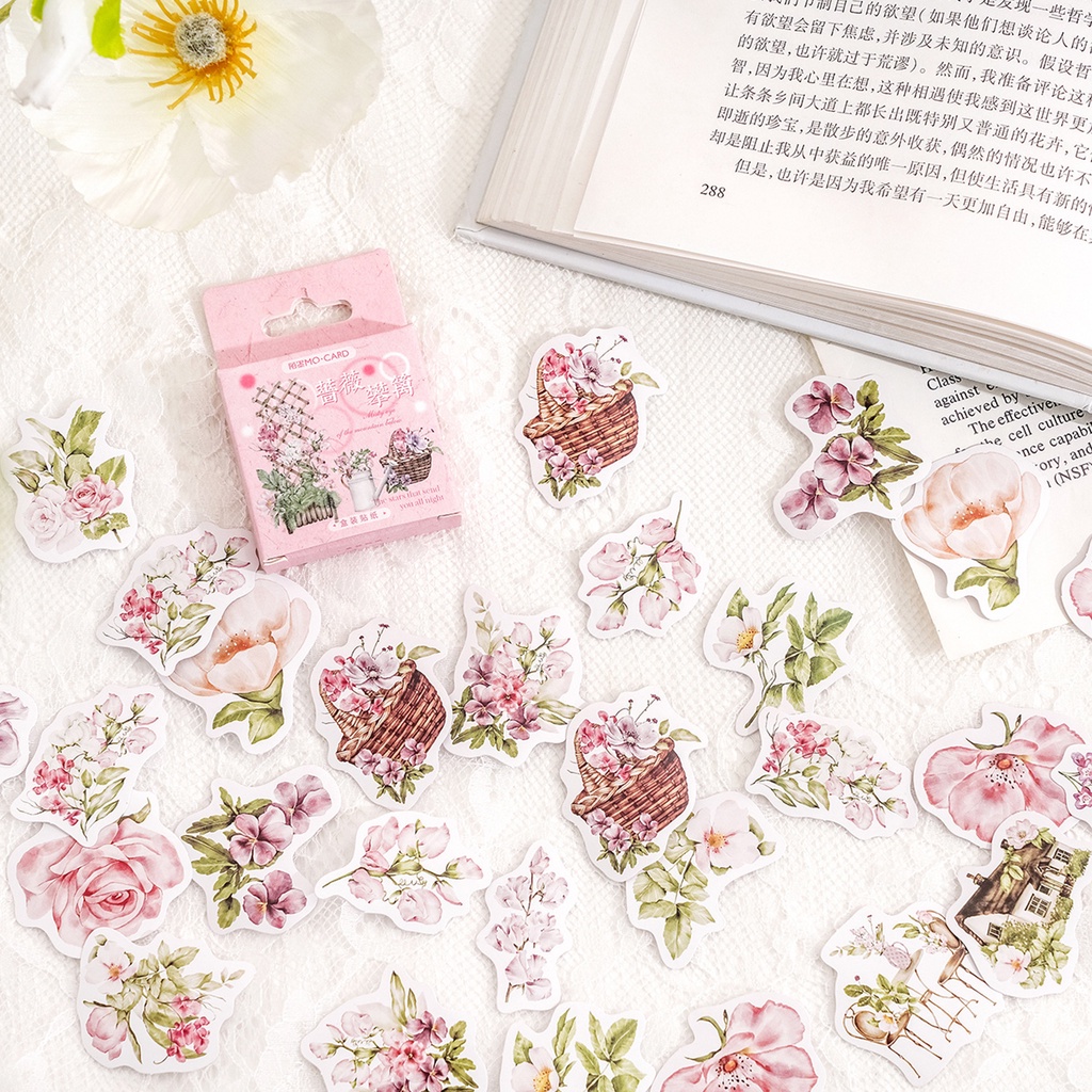 ENWEI 46 Pcs [Rose Climbing Hedge Series] Lovely Journal Stickers Box ...