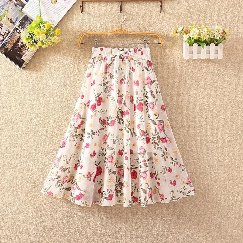 Ready Stock Women Skirt Kembang Chiffon Floral Skirt Palas Skrit Girl ...